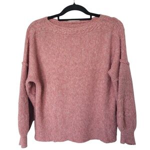 Max Edition boat neck pink oversized sleeves pullover sweater size M